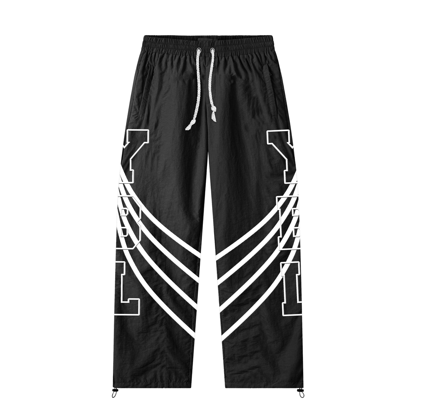 Black nylon trackpants