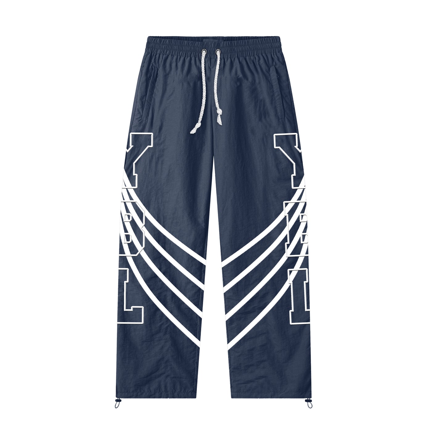 Navy blue nylon trackpants