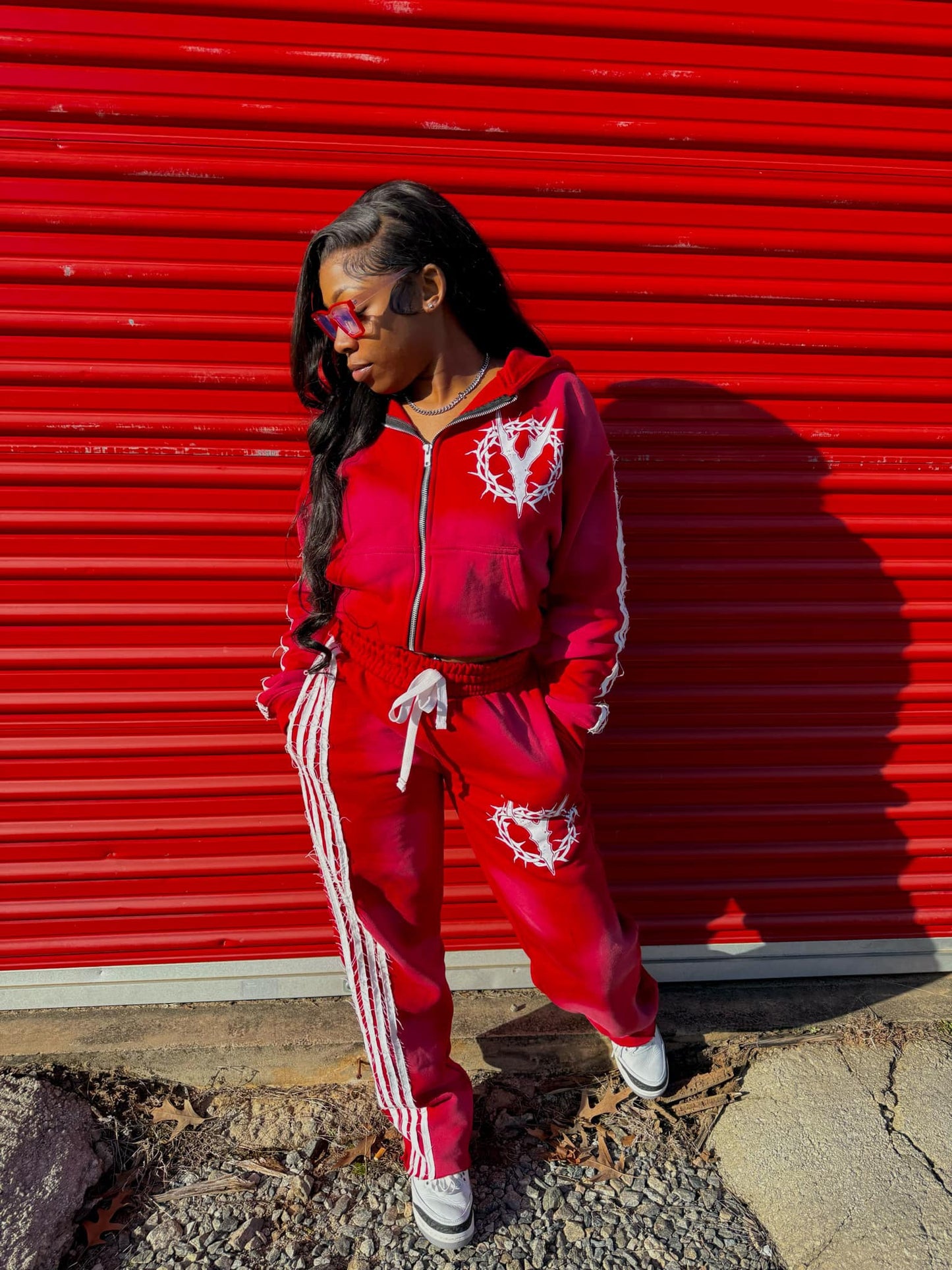 Red Zip Up Sweatsuit